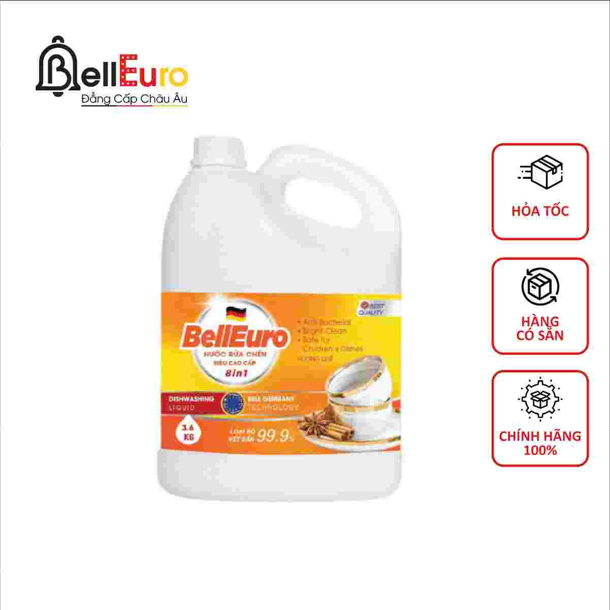 Nước Rửa Chén Bell Euro Hương Quế 3,6kg